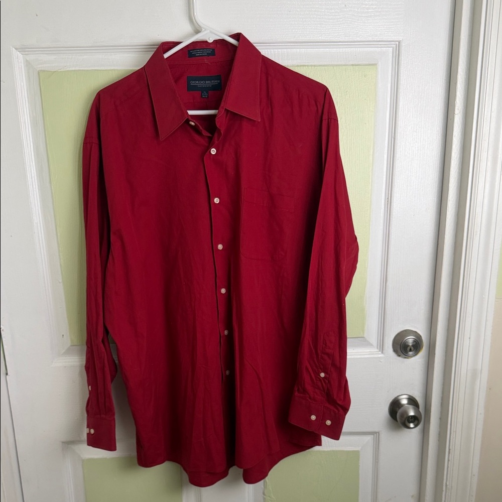 (1992) Giorgio Brutini Red Casual Button Down Shirt